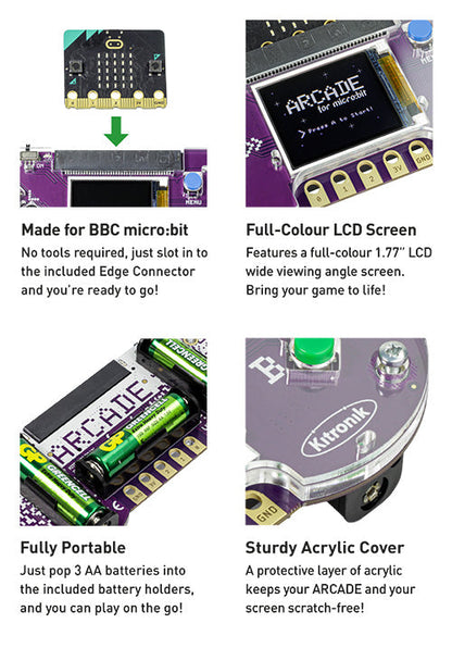 Kitronik ARCADE for micro:bit and MakeCode Arcade